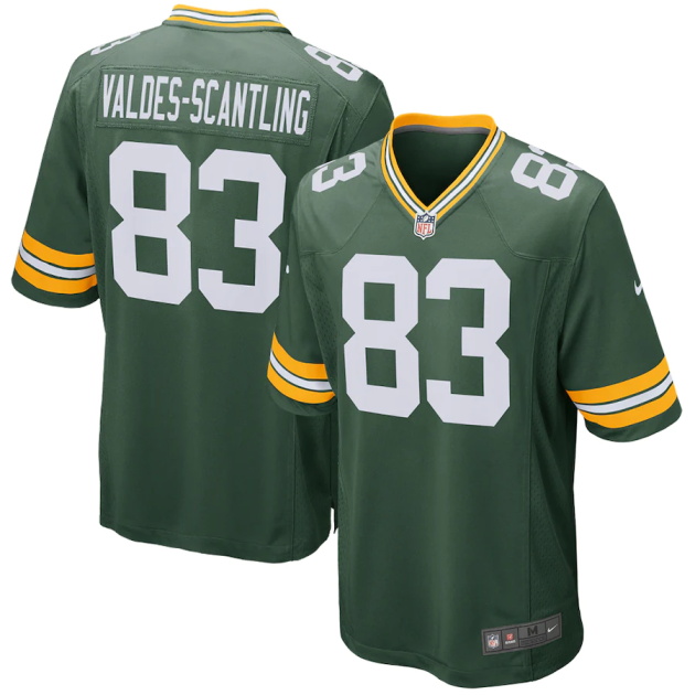 mens nike marquez valdes scantling green green bay packers game player jersey